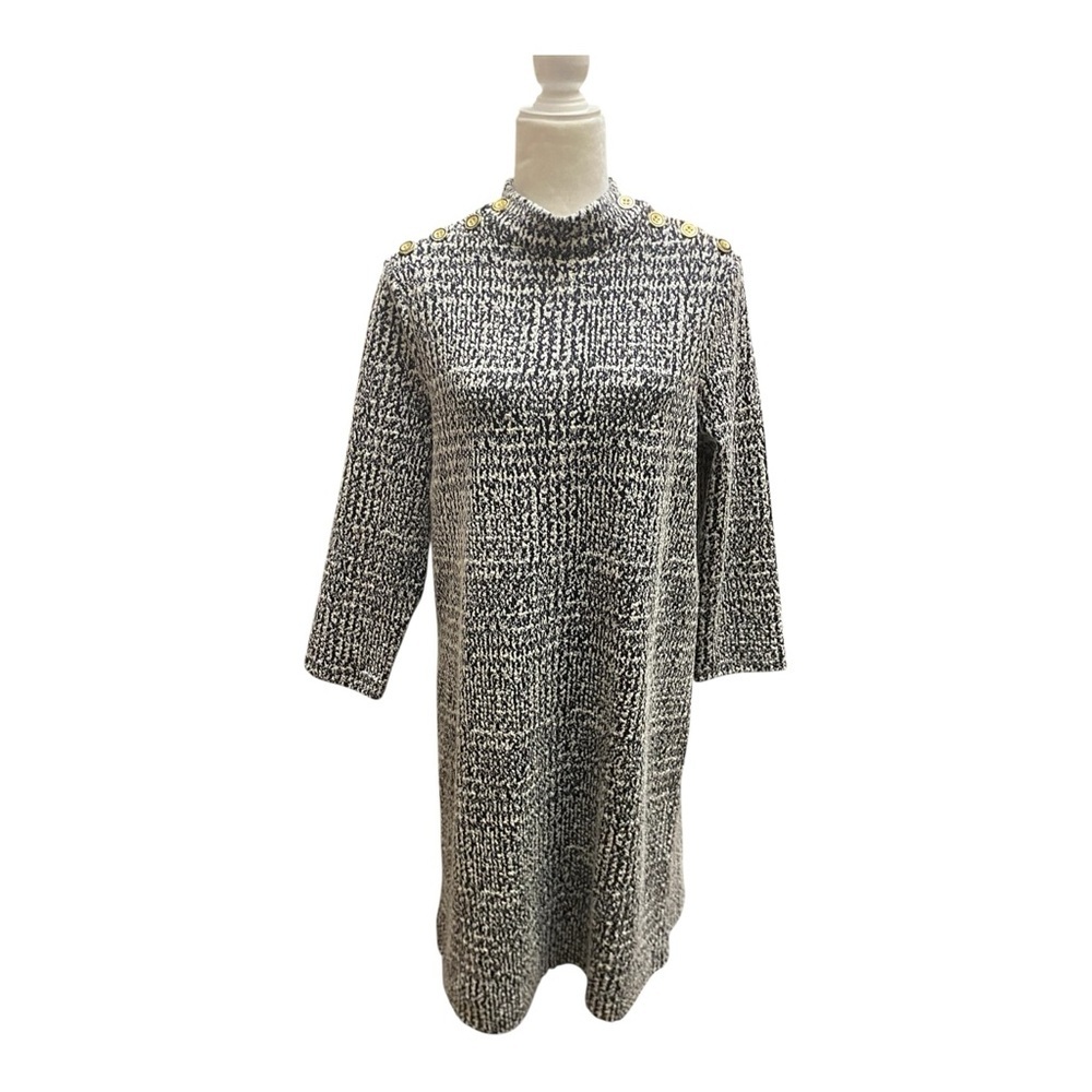 J. McLaughlin Womens 3/4 Sleeve Sheath Dress Gray Work Wear Mock